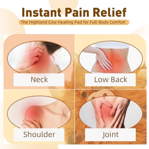 Electric Heating Pad for Menstrual Pain Relief - USB Powered Portable Electric Heat Pads,Cuddly Highland Cow Stuffed Animal, 12x9 Soft Plush for Neck/Back/Shoulder,Gift for Women,One Pack 6