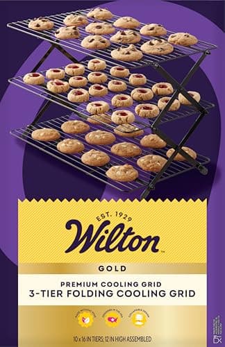 Wilton Gold Premium Non-Stick Warp-Resistant Bakeware, Made without PFAs, 3-tier Cooling Rack, Packaging May Vary