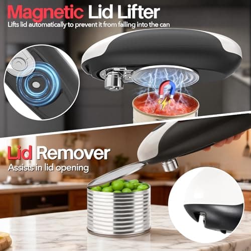 YARRAMATE Electric Can Opener, One Touch Rechargeable Automatic Can Openers for Kitchen Fits All Cans Sizes - Smooth Edge, Hands-Free for Seniors | With Storage Bag, Portable for Travel 5