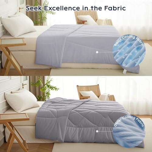 Bailix Cooling Comforter King Size, Thin Summer Blanket for Hot Sleepers & Night Sweats, Ultra Soft & Lightweight & Silk Smooth Ice Blanket, Q-Max>0.4, 108"x90", Gray 6