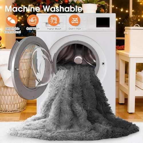 RUJIPO Heated Electric Blanket Throw–Faux Fur with Soft Thick Sherpa,Warm Winter Birthday Gifts for Women Grandma，10 Heat Settings,5 Time Settings with Fast Heating, 50x60, Foggy Dusk 7