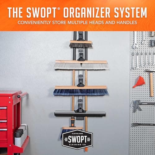 SWOPT 24” Premium Smooth Surface Push Broom + 60" EVA Foam Comfort Grip Wooden Handle, Combo — Cleaning Head with Interchangeable Long Handle, Works with All SWOPT Cleaning Products — Push Broom Set 11