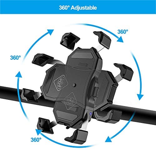 iMESTOU Motorcycle Wireless 15W Qi/USB Quick Charger 3.0 Phone Holder 2 in 1 Mount on 22-32mm Handlebar or Rear-View Mirror Fast Charging for 3.5-6.8 inch Cellphones 5