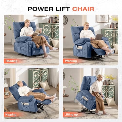 Power Lift Recliner Chair with Vibration Massage & Lumbar Heating for Elderly, Electric Lift Chair with USB Charging Port & Side Pocket, Comfortable Recliner for Living Room 6