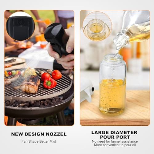 Oil Sprayer for Cooking 200ml Glass Olive Oil Sprayer Mister Olive Oil Spray Bottle Canola Oil Spritzer Bottles for Kitchen Premium Cooking Sprayer Kitchen Gadgets for Air Fryer Frying Baking BBQ 5