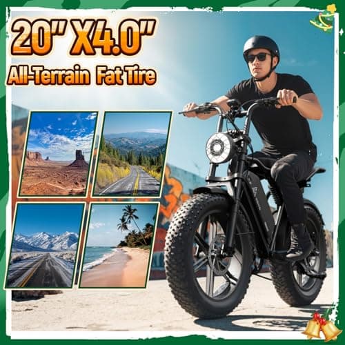 TST Electric Bike for Adults, 1500W Peak Motor Ebike with 48V 15Ah Built-in Battery, 60 Miles Range 28 MPH Electric Bike, 20" All-Terrain Fat Tire E Bike with Hydraulic Suspension 5