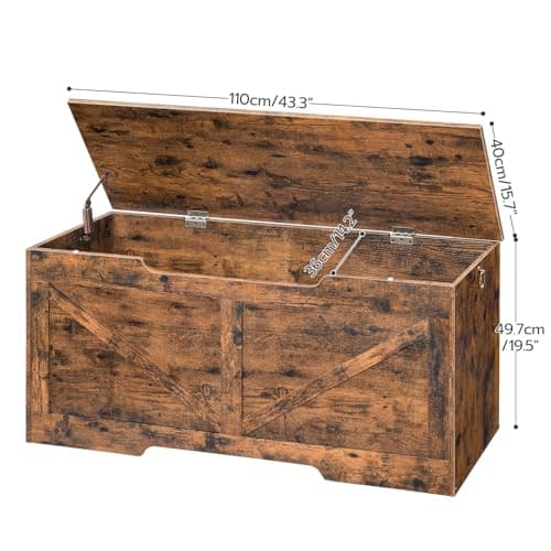 HOOBRO Storage Bench, 43.3” Retro Wooden Storage Chest with U-Shaped Cut-Out Pull, Safety Hinge, Supports 220 lb and Easy Assembly for Toy Box Organizer (Rustic Brown) BF772CW01 6