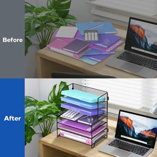 Reeplan 7 Tier Desk File Organizer, Letter Tray Paper Organizer, Metal Desktop Organizers and Accessories for Study and Workspace, for Home Office, Black 6