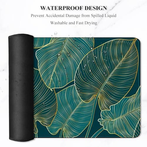 Auhoahsil Desk Mat, Ultra Large Mouse Pad, XXL Gaming Mousepad, Green Tropical Leaves Deskpad, Big Extended Full Size Mouse Pad, Desktop Desk Matt for Keyboard, Laptop & Computer, 35.5 x 15.7 in 6