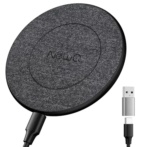 NewQ Wireless Charger for Samsung, 15W Max Wireless Charging Pad for iPhone 16 15 14 13 12 11 mini/SE/Pro/Max/Plus，Samsung Galaxy S23/S22/S21/S20/S10/S9/S8/S7/Note20/10/9/8, Google Pixel 8/7/6，1 Pack