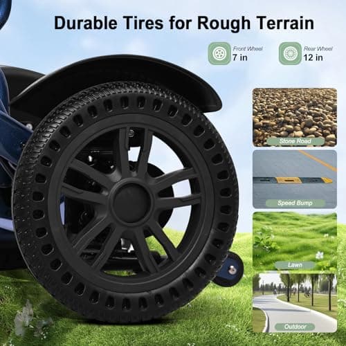 Lightweight Electric Wheelchairs for Adults,Folding Electric Wheelchair Airline Approved,500W Motor,15Miles Range,Portable Motorized Wheelchairs for Seniors,All-Terrain Power Wheelchair,Support 330lbs 7