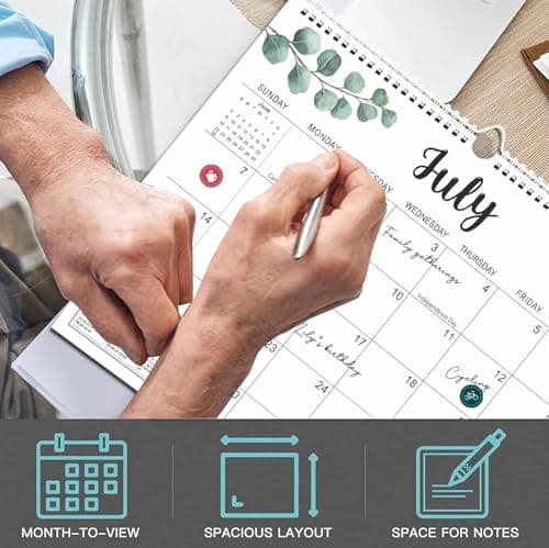 Wall Calendar 2026-2027, 18 Monthly Calendar 2026-2027 from Jan 2026 until Jun 2027, Hanging Wall Calendar 2026, 14" X 11", Large Blocks with Julian Dates for Home School Office Simple Organizing 4