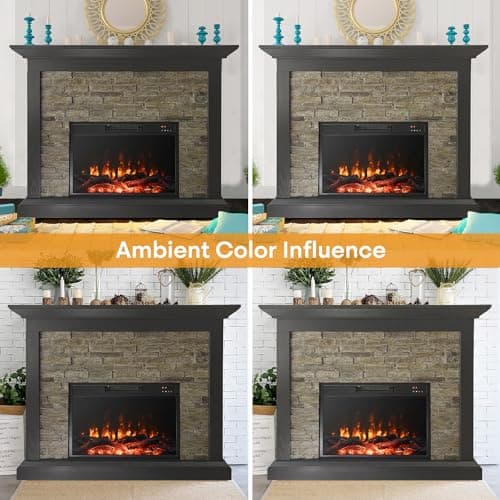 Cloud Mountain 45 Inch Electric Fireplace with Mantel, Tall Fire Place Heater Freestanding with Remote Control Timer LED Flame for Living Room Bedroom, Brown 8