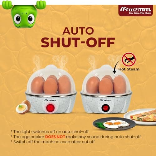 truTRTL Electric Egg Cooker | Boils upto 7 eggs | Poacher | Omelet maker | Vegetable steamer, dumpling & More | Marble 6