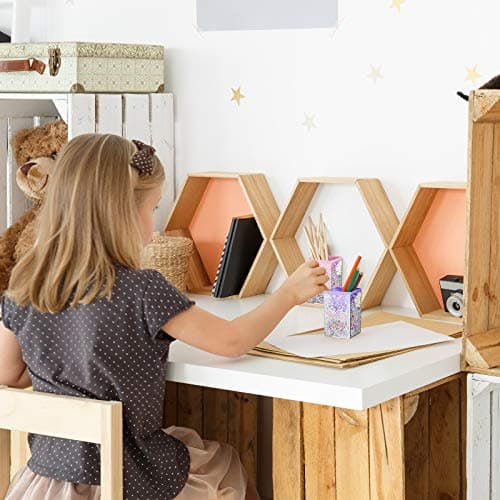 Zonon 2 Pieces Bubble Pen Holder for Desk Cute Makeup Brush Organizer & Pencil Holder with a Playful Sphere Design, Kawaii Desktop Accessories for Women, Office & School(Pink and Purple) 6