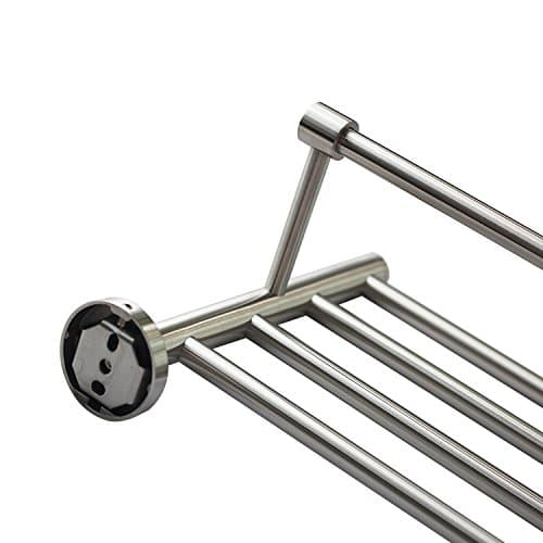 Premium Modern Towel Bar Rack w(24 Inches)- Stainless Steel, Water and Rust Proof, Top of The line Rack and Shelf (Single Hanging(Brushed)-Round Base) 5