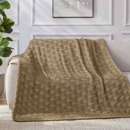 Anysay Knitted Weighted Blanket for Adult, Chunky Knit Weighted Throw for Sleep 60"*80" 20lbs, Cooling Breathable Machine Washable Fall Heavy Blanket for Room Decor (Beige, Queen) 6