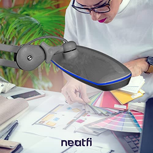 Neatfi XL 2,200 Lumens 24W LED Desk Lamp – 23” Wide Shade | Dimmable Eye-Caring Task Light | Adjustable Arm | Home Office, Study, Crafts & Nail Tech (Non-CCT with Clamp, Silver) 5