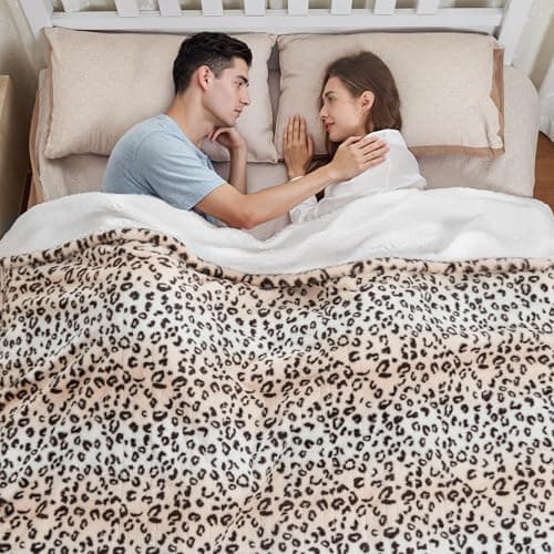 Heated Blanket Electric Blanket Throw 60"x50" Fast Heating Electric Blanket with 12 Hours Auto-Off and 6 Heating Settings Overheat Protection Cozy Soft Faux Fur Heated Throw Blanket ETL, Leopard