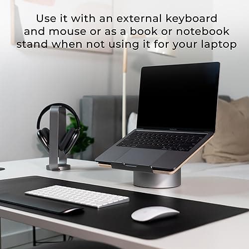 HumanCentric Laptop Riser for Desk in Black Walnut Wood Top and Space Gray Aluminum Base, Compatible with MacBook and Other Laptops Up to 16 Inches, Ergonomic Computer Holder, 25-Degree Angle Tilt 7
