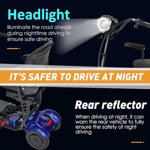 Mobility Scooter for Seniors & Adults – Lightweight Folding 4-Wheel Electric Scooter with Basket, 500W Dual Motor, 11MPH, 30-Mile Range, 3-Speed Modes, Compact Foldable Mobiltiy Scooters 6