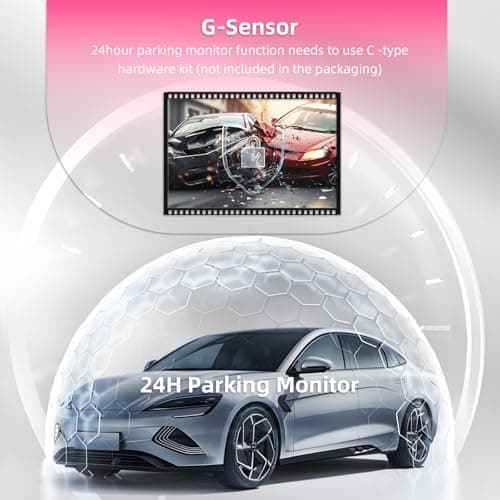3 Channel 2.5K Dash Cam Front and Rear Inside, 360 Camera for Car, 3.18" IPS Screen, Night Vision, G-Sensor, Parking Mode, 64G Micro SD Card (Pink) 6