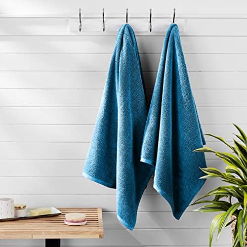 Amazon Basics 2-Piece Quick-Dry Oversize Bath Towel, 100% Cotton, 54" x 30", Lake Blue 8