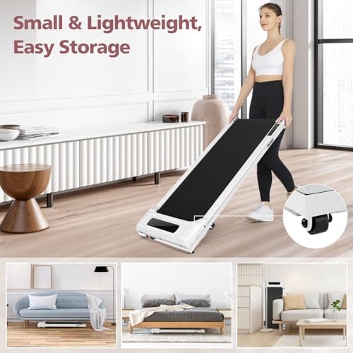 FUNMILY Walking Pad Treadmill, Under Desk Treadmill for Home Office with Remote Control, Portable 2.5HP Walking Jogging Running Machine with LED Display, 300lbs Weight Capacity, APP Control 7