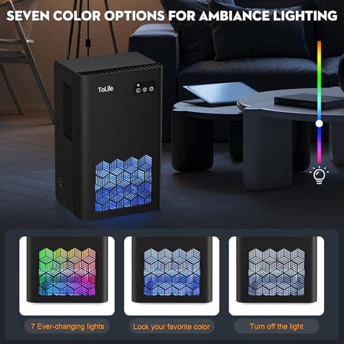 Dehumidifiers for home, 95 OZ Water Tank, 1000 sq.ft Dehumidifier for home Basement Bedroom Bathroom with Auto Shut Off 7 Colors LED Light 5