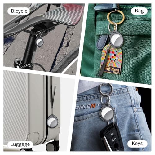 Air Tracker Tags-4 Pack, 5.3 Bluetooth Tracker Work with Apple Find My (iOS Only), 100dB Sound, Smart Tag with Keychain/Lanyard, Item Finder for Luggage/Key/Suitcase, Replaceable Battery, Black. 8