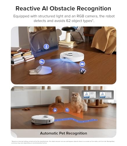 roborock Qrevo Edge Robot Vacuum and Mop, 18,500Pa Suction, Zero-Tangling, AdaptiLift Chassis, Al Obstacle Recognition, Hot Water Mop Washing & Dock Self Cleaning, Corner to Edge Deep Cleaning 7