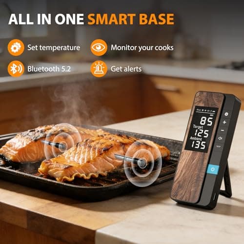 AI Smart Wireless Meat Thermometer, 10X Enhanced Signal and Stability, with High-Accuracy Sensors, Standalone Display Base, Instant Read LCD & App Control for Kitchen,BBQ,Oven,Grill,Air Fryer 7