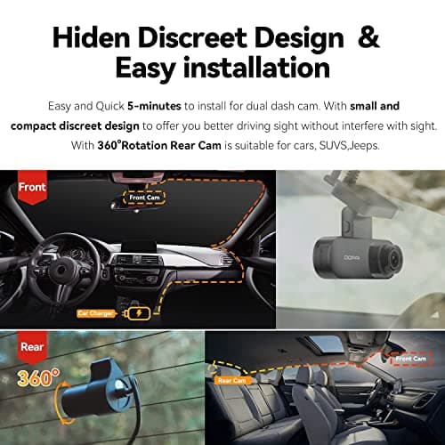 DDPAI 2.5K Dash Cam Front and Rear, 1600P+1080P FHD Dual Dash Camera for Cars with APP, Built-in WiFi, GPS, Night Vision, 24H Parking Monitor, WDR, 140° Wide Angle, G-Sensor, Support 256GB Max, N3 PRO 6