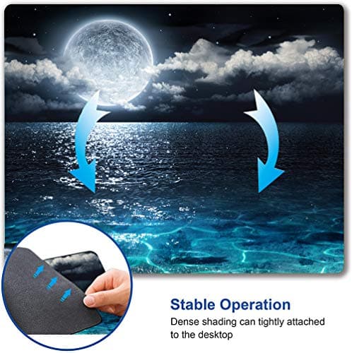 Moon Illuminating The Clear Blue Ocean Design Mouse Pad, Mouse Mat Square Waterproof Non-Slip Rubber Base MousePads for Computer Laptop Men Women Kids 6