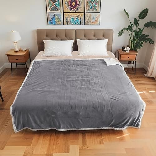 Electric Heated Blanket Full Size 72"x84", Soft Flannel with Overheat Protection, 9 Adjustable Heat Settings & 10-Hour Auto-Off Timer, Fast Heating for Winter Comfort, Light Gray 8