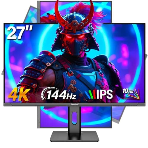 Gawfolk 27 Inch 4K Gaming Monitor IPS, UHD 3840 x 2160p 144Hz PC Computer Monitors IPS Screen for Home & Office, HDMI, DisplayPort, Wall Mount Compatible