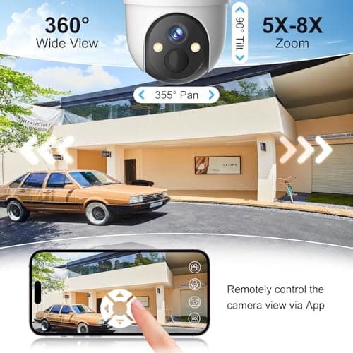 4G LTE Cellular Solar Security Camera Wireless Outdoor, No WiFi Security Camera, 360° View, 2K Night Vision, PIR Detection, 2 Way Audio, Motion Alerts, Built in SIM Card Support Verizon/AT&T/T-Mobile 6