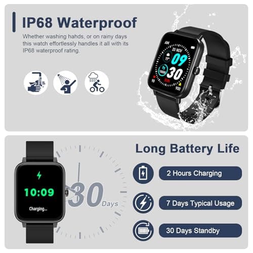 Smart Watch Full Touch Smart Watches for Android iOS Phones Compatible (Answer/Make Call) Smart Fitness Tracker Watch for Women Man Waterproof Smartwatch with Sleep/Heart Rate/sports/Step (Black) 6