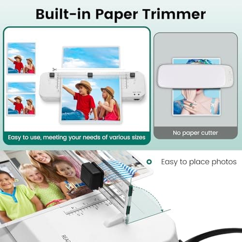 Laminator, A3 Laminator Machine with Built-in Trimmer, 70 Seconds Quick Warm-Up, Cold and Thermal Laminating with 50 Sheets, NTC Technology for Home Office School 5