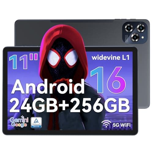 Tablet, Android 16 Tablet-11 Inch FHD Display, 24GB RAM 256GB ROM /2TB TF, T615 Octa-Core AI Tablets, 8000mAh/18W Fast Charge,16MP Camera, TÜV Certified Netflix HD,5G Wifi GPS, OTG, Office, Gaming