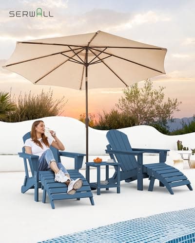 SERWALL Folding Adirondack Chairs Weather Resistant for Outdoor, Patio, Lawn, Garden, Backyard Deck, Fire Pit - Blue 9