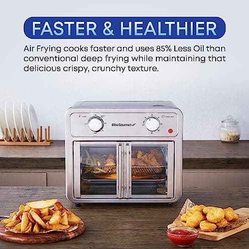 Elite Gourmet EAF1222SS Air Fryer Oven Double French Doors, Bake, Grill, Roast, Broil, Rotisserie, Toast, Warm, Air Fry, Dehydrate, 1500 Watts, with 25 Recipes, 12L. Capacity, Stainless Steel 5
