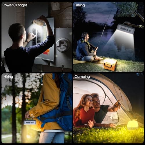 Sinvitron Camping Lantern - Solar Lantern, 5200mAh Rechargeable Camping Lights via Type-C and Solar,1000LM, 5 Lighting Mode,Waterproof Led Lanterns for Power Outages,Hurricane,Hiking,Fishing (White) 8