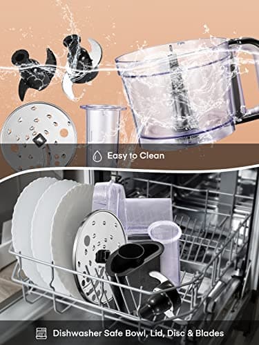 FOHERE Food Processor, 12 Cup, 2-in-1 Feed Chute Food Chopper & Meat Grinder, 500 Watt Motor, BPA Free, Stainless Steel, Procesador de Alimentos for Mincing, Dicing, Shredding, Puree & Kneading Dough 6