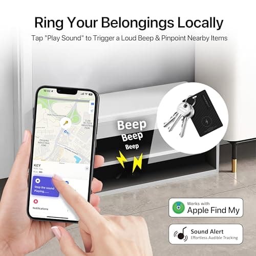 MSEBENT Slim Smart Tag Wallet Tracker Card, [Apple MFi Certified], Wireless Charging Tracking Card, Work with Apple Find My, Item Locator for Keys, Bags, Passport, iOS Only, IP67 Waterproof, 1 Pack 6