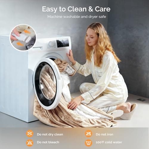 Heated Blanket Electric Blanket Twin 62"x84" Fast Heating Electric Blanket with 10 Heat Levels & 10 Hours Auto-Off Overheat Protection Cozy Soft Flannel Heated Throw Blanket 6