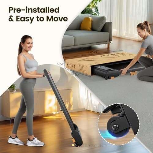 TINEF Walking Pad, Under Desk Treadmill for Home and Office, 4 in 1 Portable Treadmill with Incline for Walking, Jogging, Running and Climbing 7