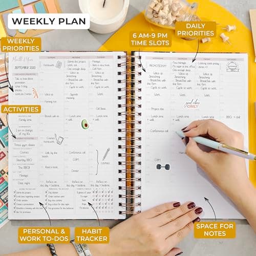 PLANBERRY Large Hourly Schedule Planner Premium – Undated Organizer for Productivity, Time Management & Budget, 8x10.4″ (Tropical Night) 3