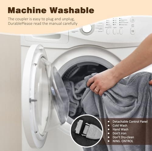 Yokimisu Electric Blanket King with Dual Control-100 x90 Soft Flannel Heating Blanket, 9 Heat Levels & 10 Hours Auto Off Heated Blanket, Fast Heating Electric Throw, Machine Washable- Grey 7