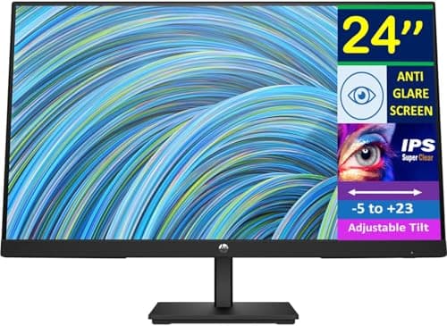 HP 24 inch FHD Computer Monitor (1920x1080) 75Hz Anti-Glare Display, AMD FreeSync, HDMI, VGA, VESA Mount 100x100mm, Low-Blue Light Mode, Black
